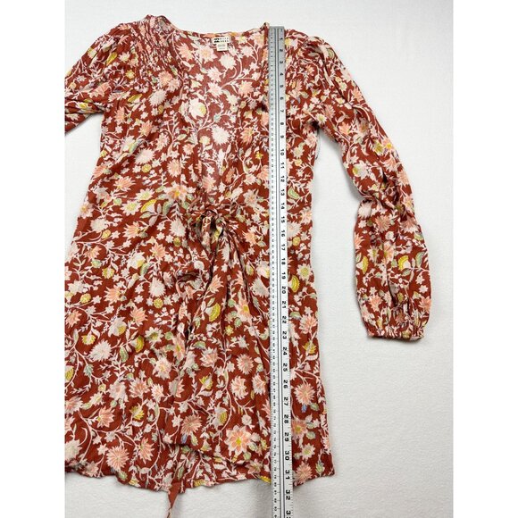BILLABONG Womens Boho Kimono Silky Light Tie Floral Coverup Top Size S Red NWOT - Picture 10 of 12